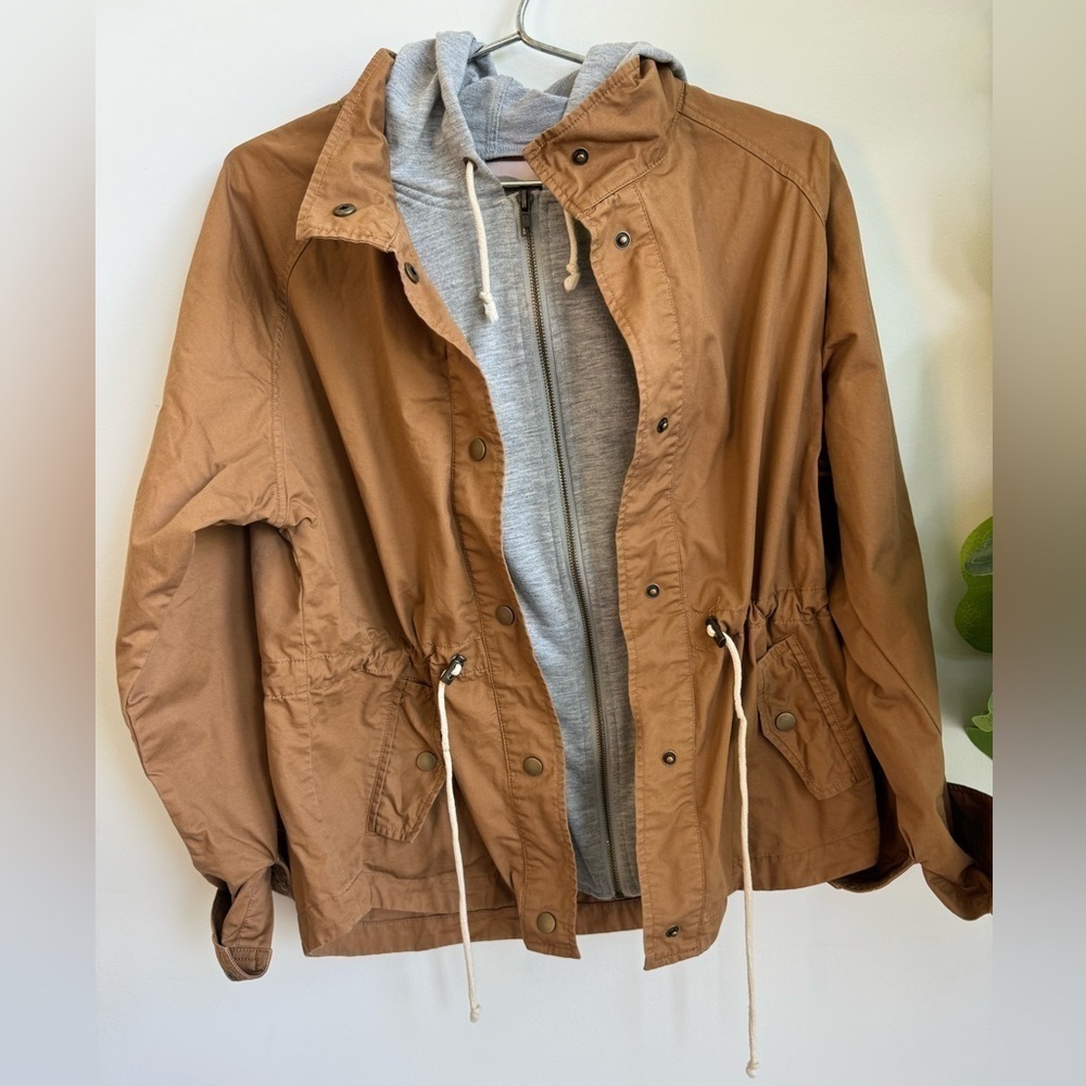 Forever 21 Brown Jacket with Attached Hoodie - Picture 3 of 5